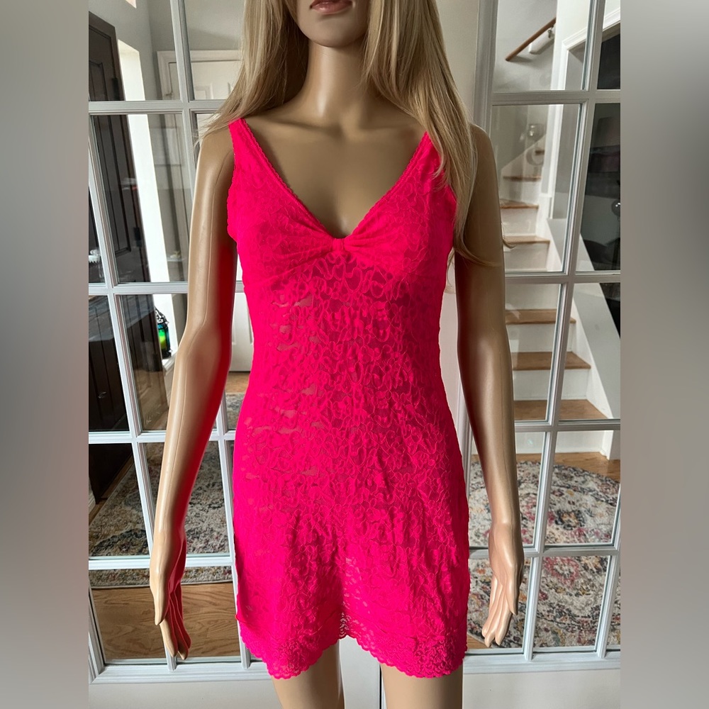 Nightgown, Lace, Sheer, Hot Pink, Victoria’s Secret, Medium